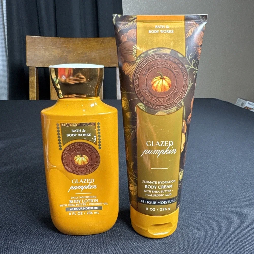 Bath & Body Works Glazed Pumpkin Body Lotion 8oz & Body Cream 8oz Discontinued